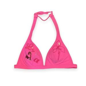 Y2K embroidered and sparkle Livia Bikini Top Small